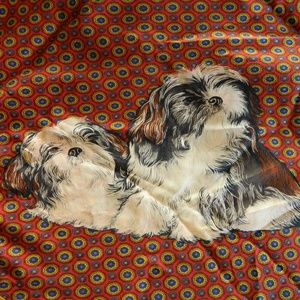 Vintage ECHO 100% Silk Scarf Maltese Dog Print